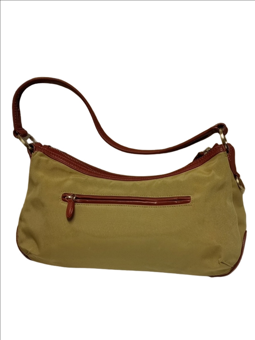 TUMI TAN BALLISTIC NYLON SHOULDER BAG WITH BROWN LEATHER TRIM - Picture 6 of 16